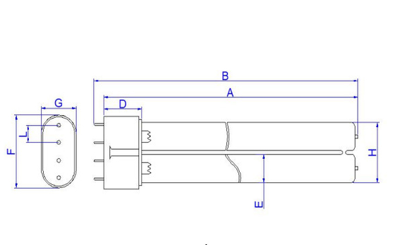 H Shape 36W 0.390A UV Light Tubes 411mm Length G23 UVC Germicidal Tube