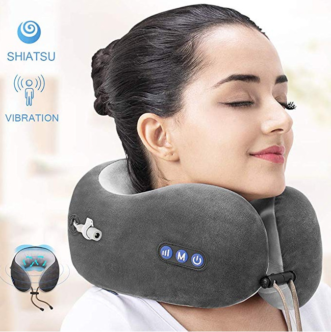 Portable U Shaped Travel Pillow Kneading Vibration For Airplane Traveler supplier